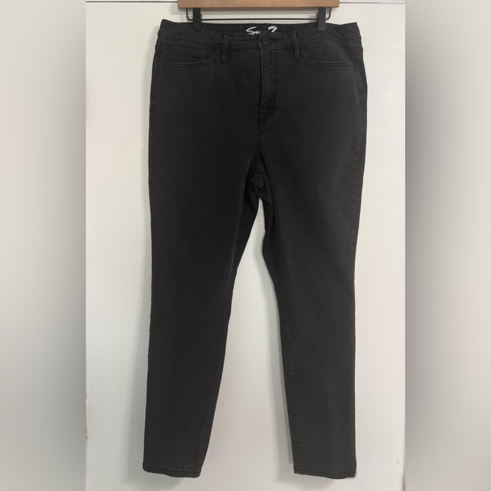 Seven7 Skinny Jeans Stretch Denim Black Mid Rise Women’s 16 Minimalist Capsule